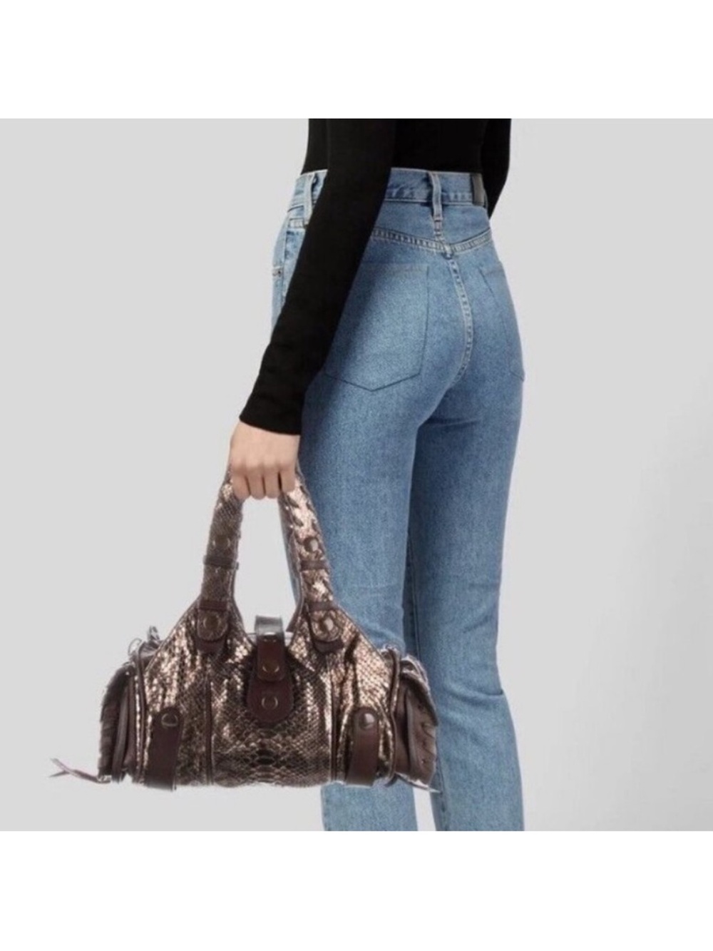 Chloe Authentic Bronze Metallic Python and Leather Silverado Bag Rare - Picture 15 of 15